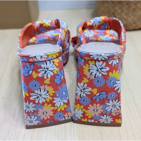 Coconuts by Matisse Red Floral Esme Knot Slide Heeled Dress Sandals Size 9 NIB - Picture 7 of 14